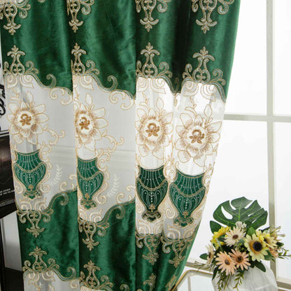 RF-2133 Embroidered Tissue Curtains (6 different colors and available in single piece packing)