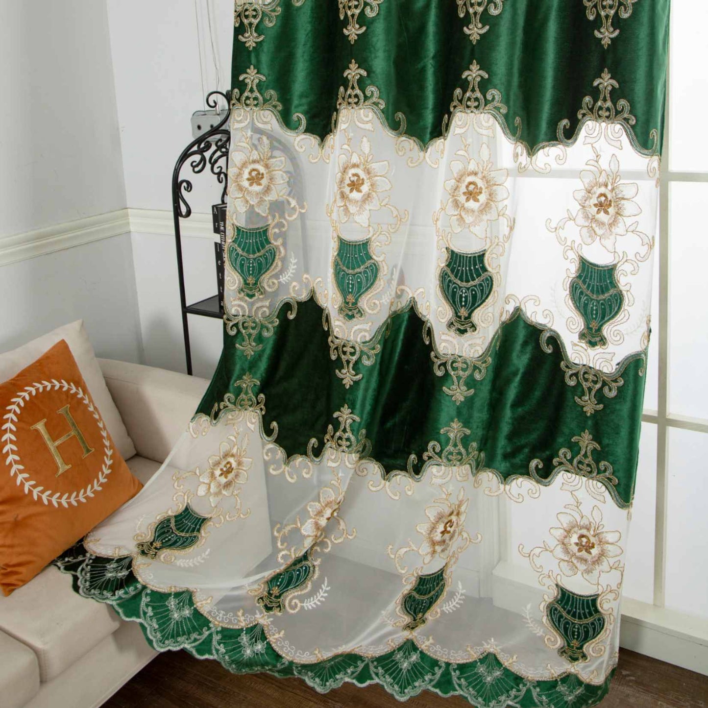 RF-2133 Embroidered Tissue Curtains (6 different colors and available in single piece packing) SWASTIK CREATIONS The Trend Point