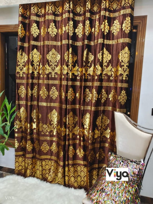 RF-203 GOLD FOIL Curtain {2 Colors} - Bestseller - SWASTIK CREATIONS The Trend Point