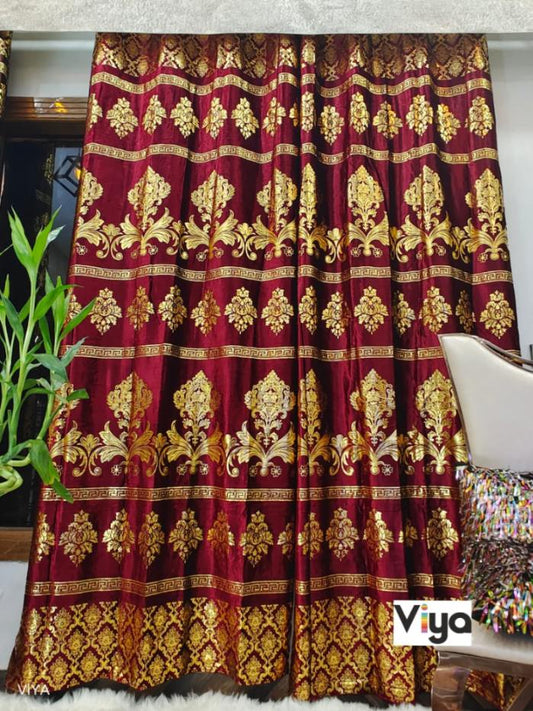 RF-203 GOLD FOIL Curtain {2 Colors} - Bestseller - SWASTIK CREATIONS The Trend Point