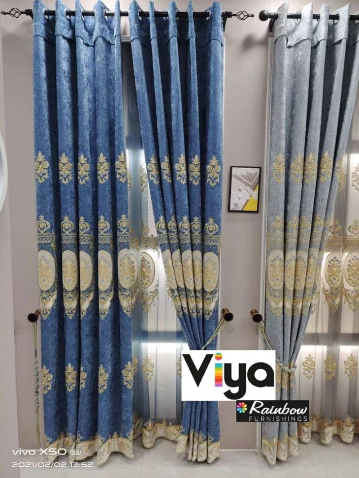 RF-2310 Velvet Curtains (4 different colors and available in single piece packing) SWASTIK CREATIONS The Trend Point