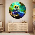 CH-RKR19 Radha Krishna Painting with Frame Sparkle Glossy Round Golden Framed Large Painting Office, Living Room, Bedroom, Home Decoration SWASTIK CREATIONS The Trend Point