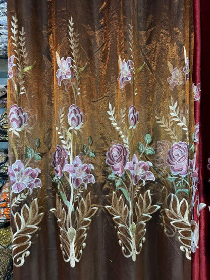 RF-2350 Embroidered Tissue Curtains (4 different colors and available in single piece packing)