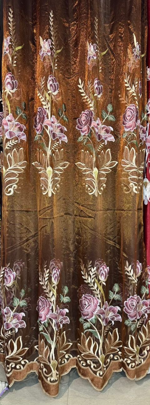 RF-2350 Embroidered Tissue Curtains (4 different colors and available in single piece packing) SWASTIK CREATIONS The Trend Point