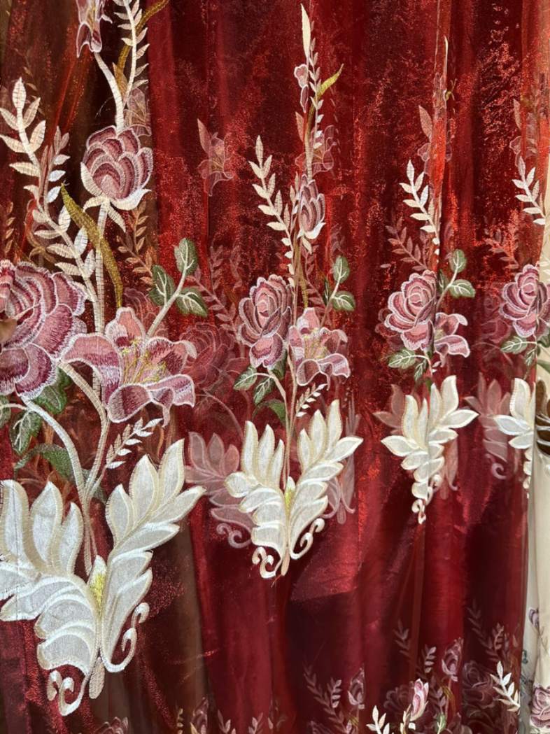 RF-2350 Embroidered Tissue Curtains (4 different colors and available in single piece packing) SWASTIK CREATIONS The Trend Point