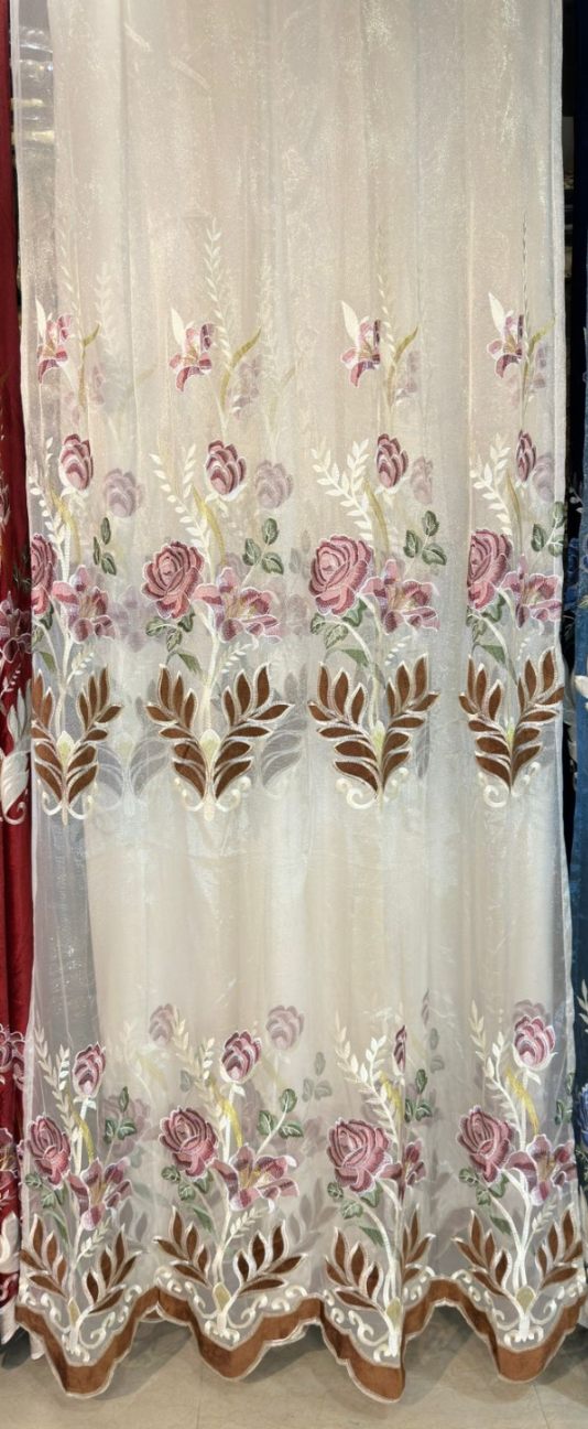 RF-2350 Embroidered Tissue Curtains (4 different colors and available in single piece packing) SWASTIK CREATIONS The Trend Point