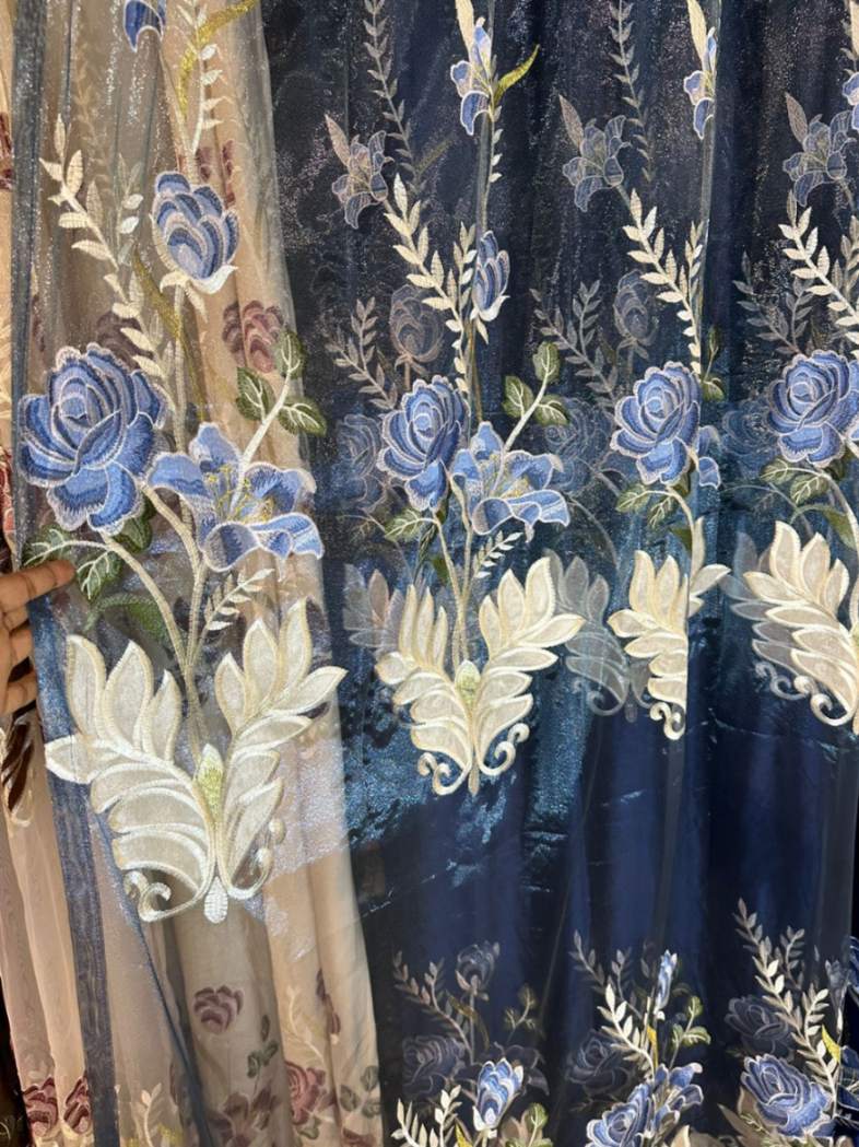 RF-2350 Embroidered Tissue Curtains (4 different colors and available in single piece packing)