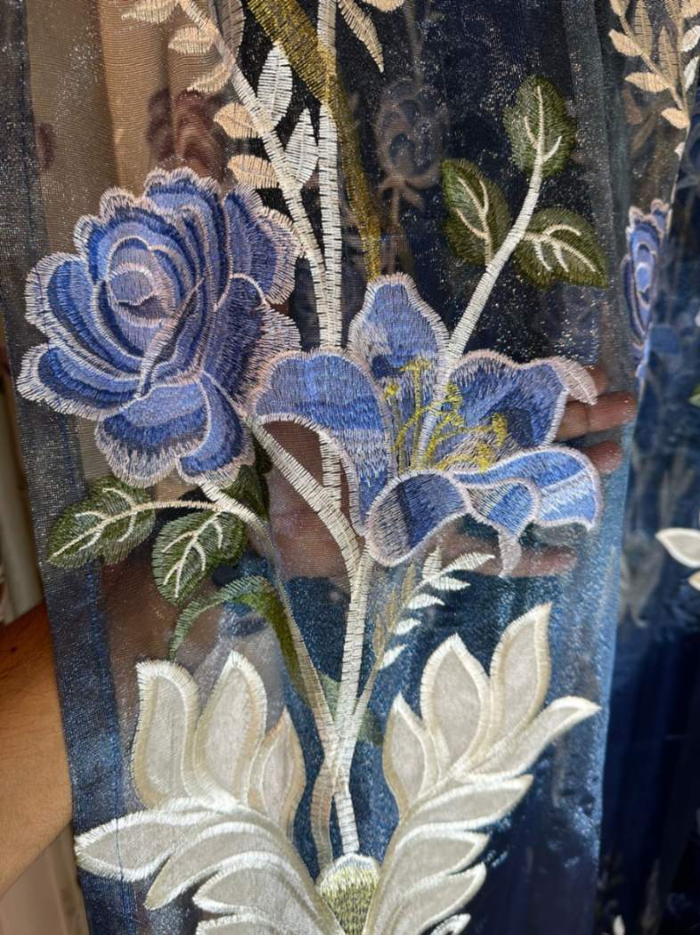 RF-2350 Embroidered Tissue Curtains (4 different colors and available in single piece packing)