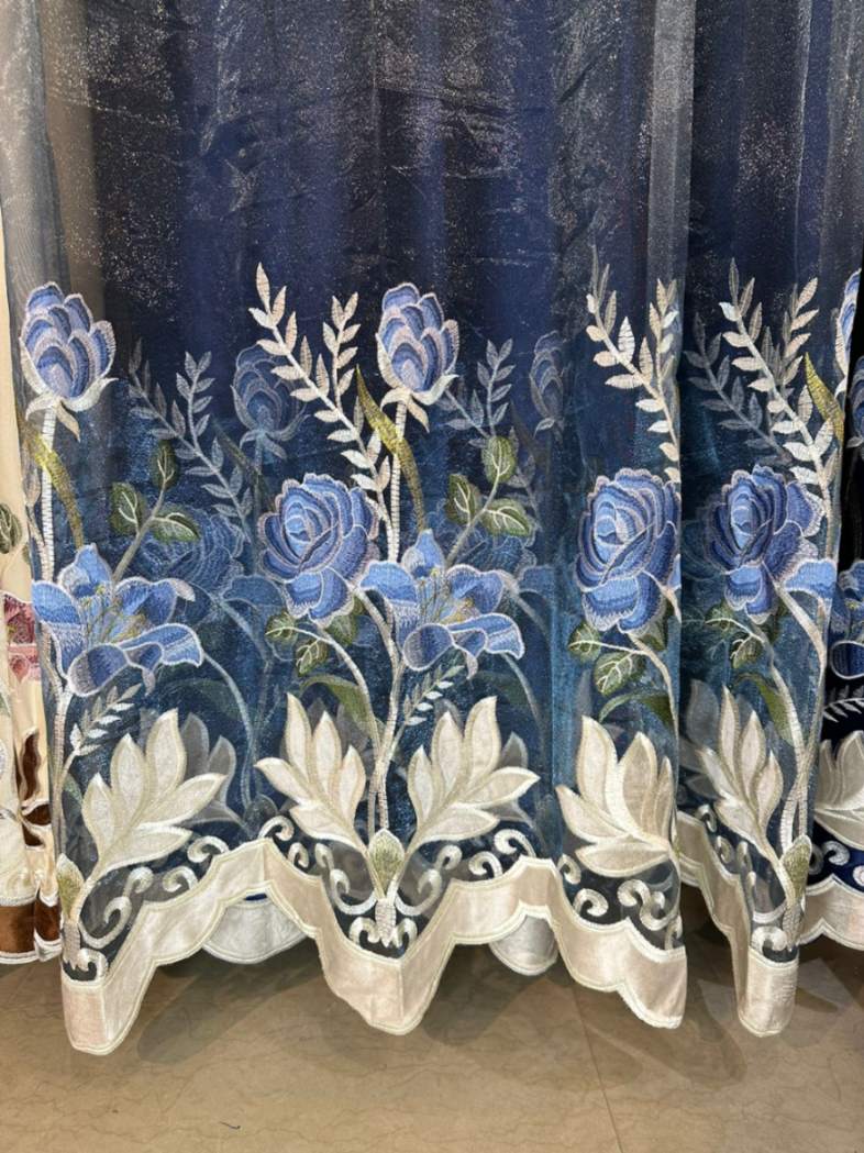 RF-2350 Embroidered Tissue Curtains (4 different colors and available in single piece packing) SWASTIK CREATIONS The Trend Point