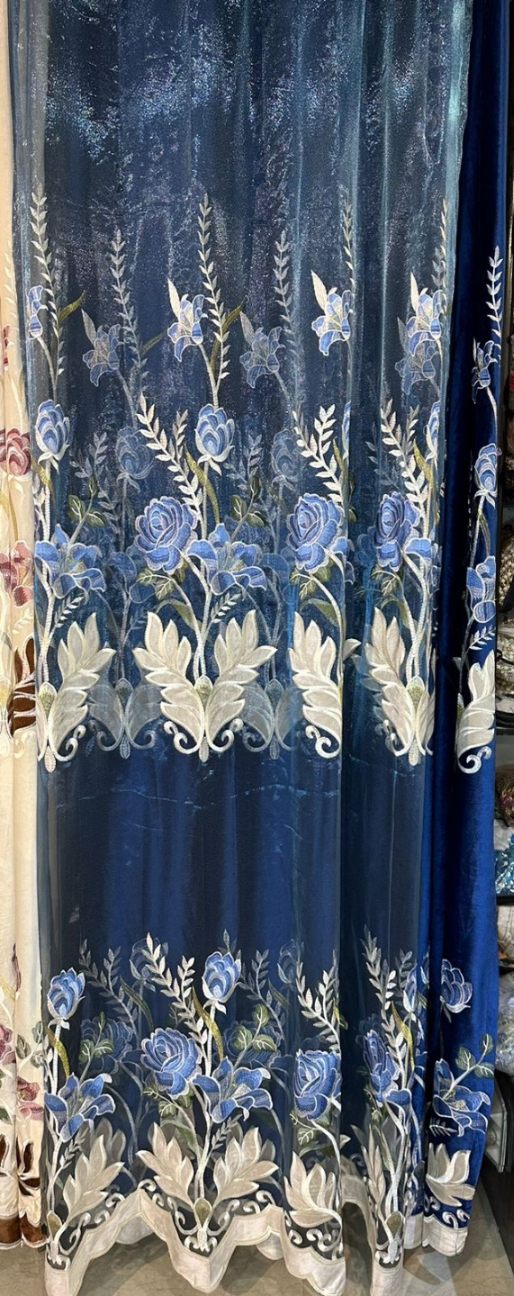 RF-2350 Embroidered Tissue Curtains (4 different colors and available in single piece packing) SWASTIK CREATIONS The Trend Point