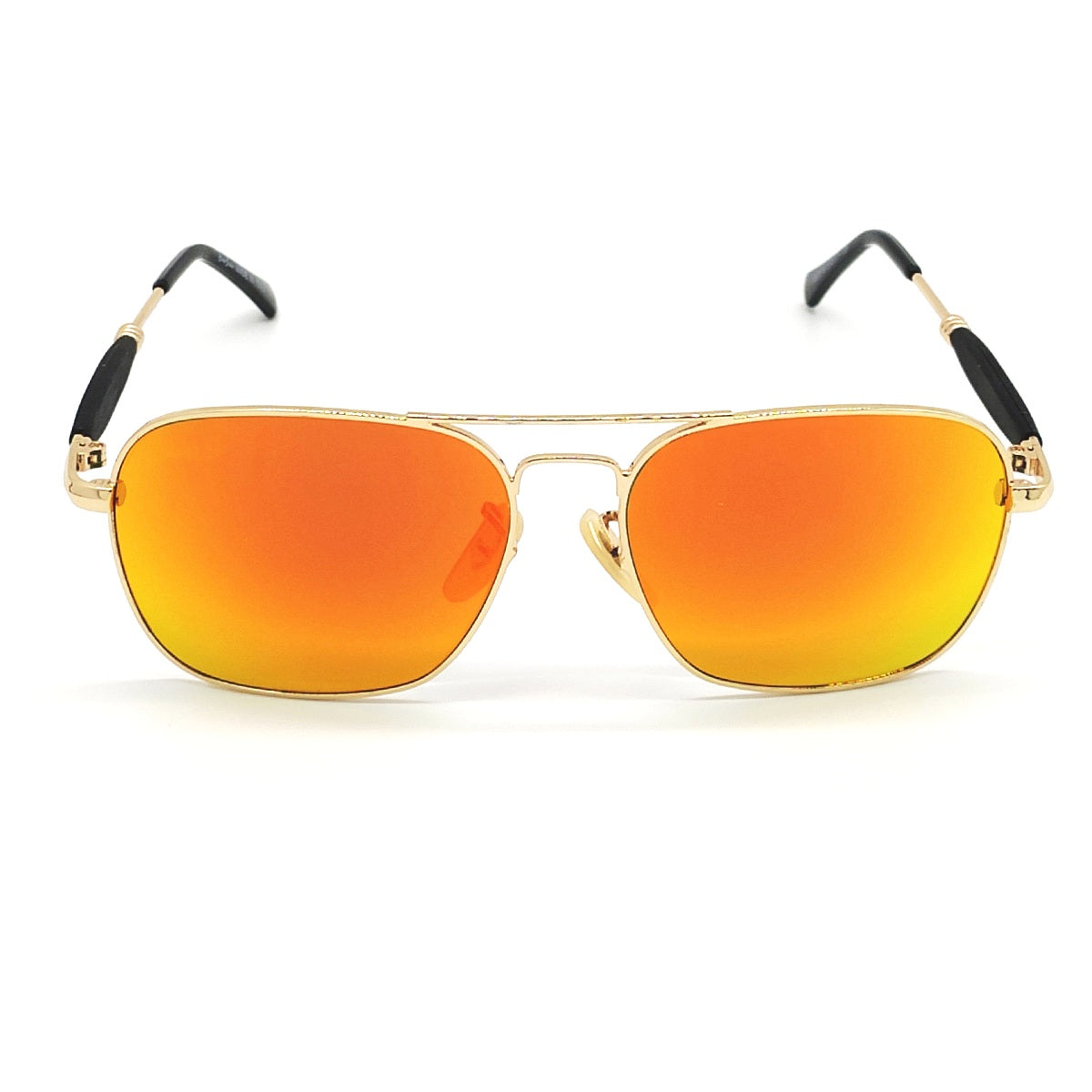 Orange Alicent Square Sunglasses (SUN-RN-1208-ORG3GLD-M) SWASTIK CREATIONS The Trend Point