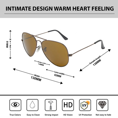 Brown Armstoner Aviator Sunglasses (SUN-LK-3026-BRN1BRN-M) - SWASTIK CREATIONS The Trend Point