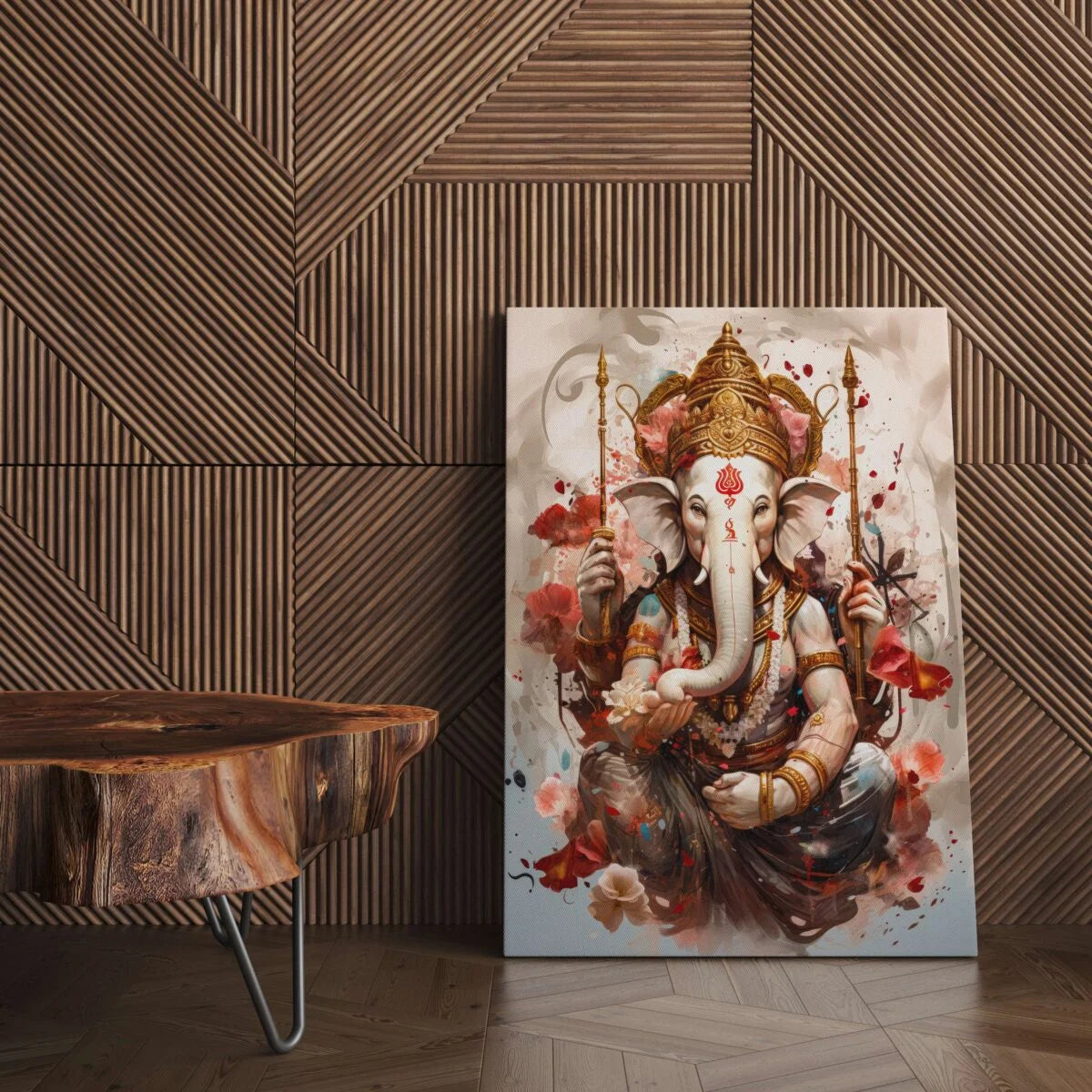 CH-GN4 Lord Ganesh Canvas Paintings For Wall Decoration For Living Room Bedroom Home Office & Hotels SWASTIK CREATIONS The Trend Point