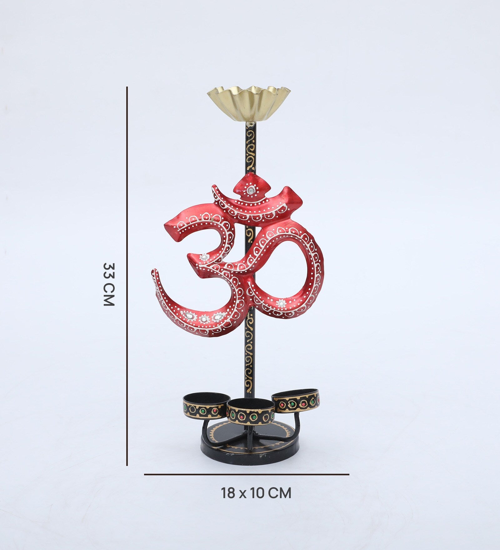 Om Multicolour Iron Tea Light Holder - SWASTIK CREATIONS The Trend Point