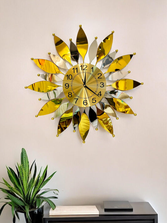 Gold Metal Wall Clock Art