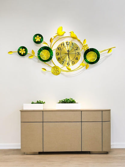 Golden Birds Metal Wall Clock