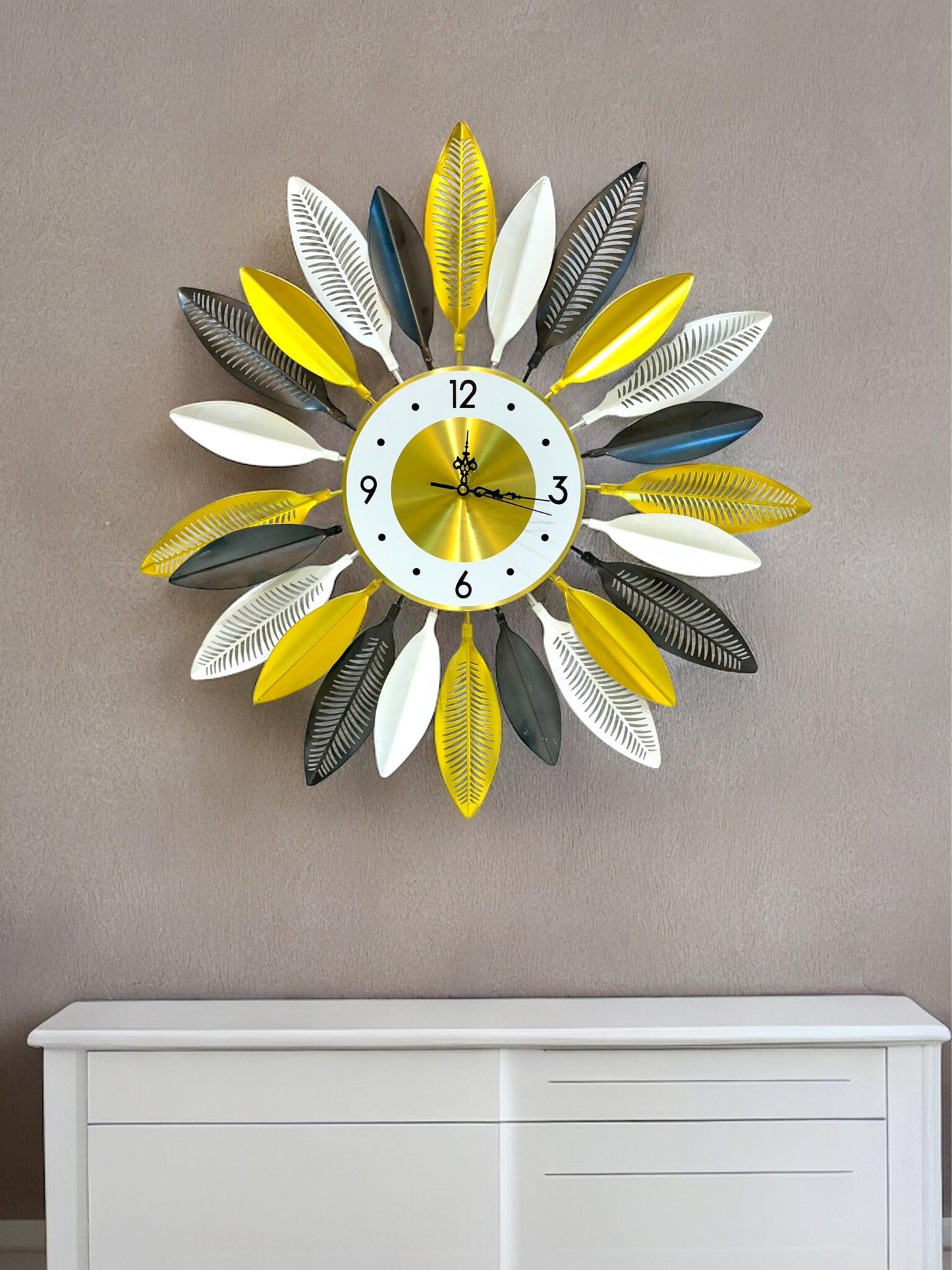 Multicolour Leaf Metal Wall Clock SWASTIK CREATIONS The Trend Point