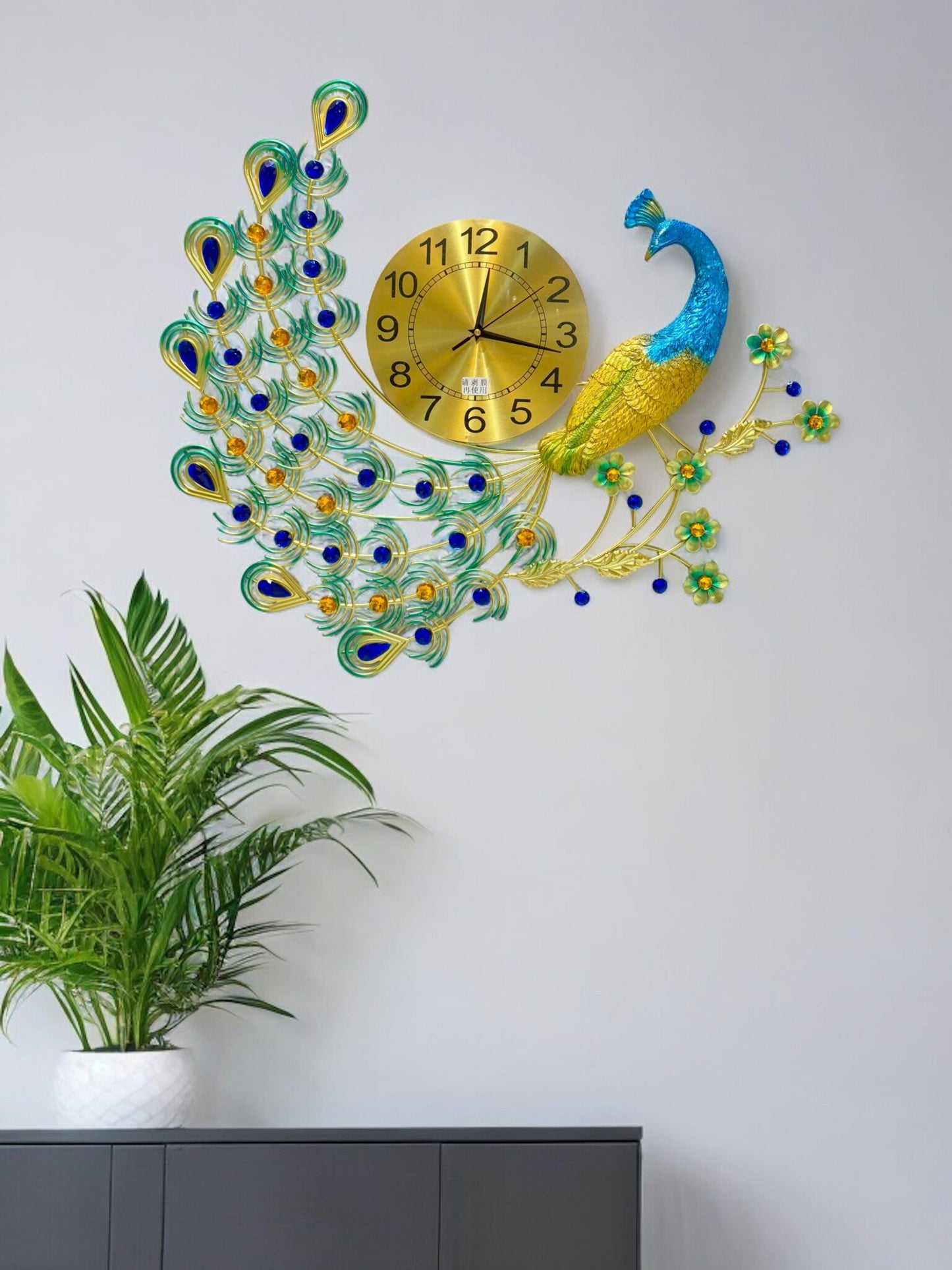 Multicolour Decorative Peacock Metal Wall Clock SWASTIK CREATIONS The Trend Point