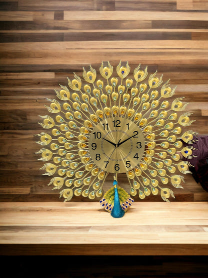 Dancing Peacock Metal Wall Clock