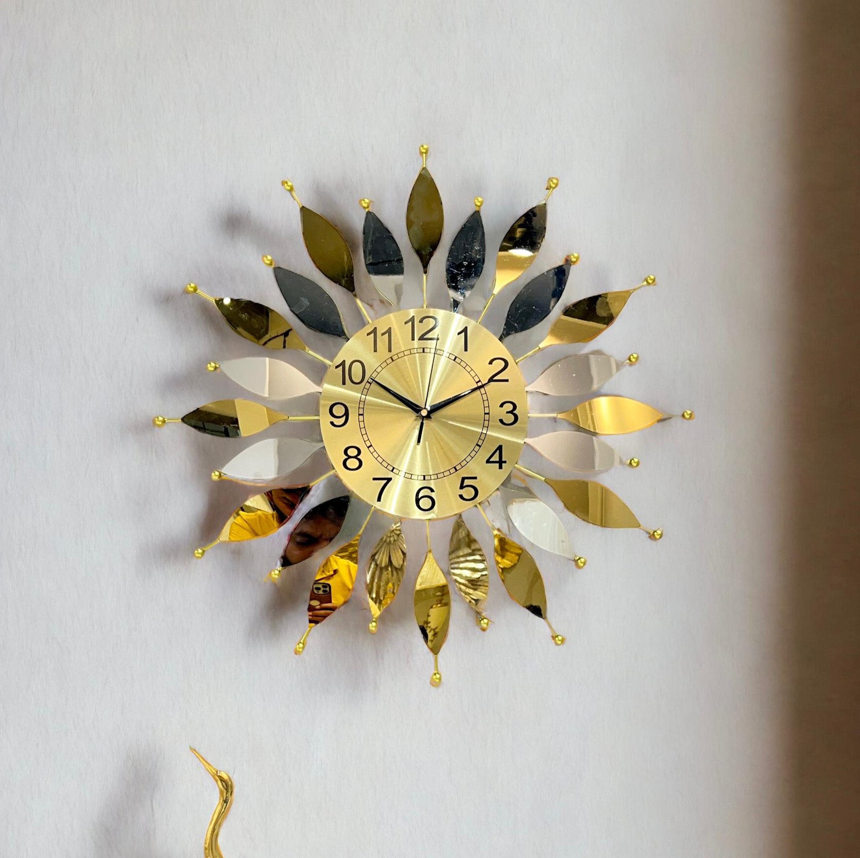 Gold Metal Wall Clock Art