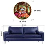 CH-RKR11 Swing of Divine Love: Radha and Krishna Wall Painting with Sparkle Glossy Round Golden Framed Large Painting Office, Living Room, Bedroom, Home Decoration SWASTIK CREATIONS The Trend Point