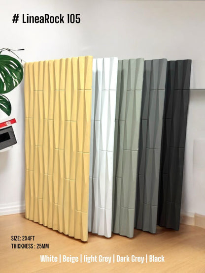 #Linea Rock 105 – 25mm PU Stone Finish Panels - Size 2x4ft - 5 color options - (Box of 8pcs)