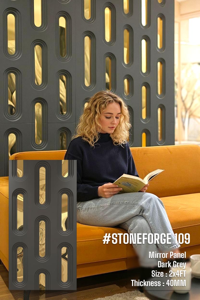#StoneForge 109 Mirror - PU Panels Fluted Cutout Design- 40mm thickness - Size 2x4ft - 5 color options