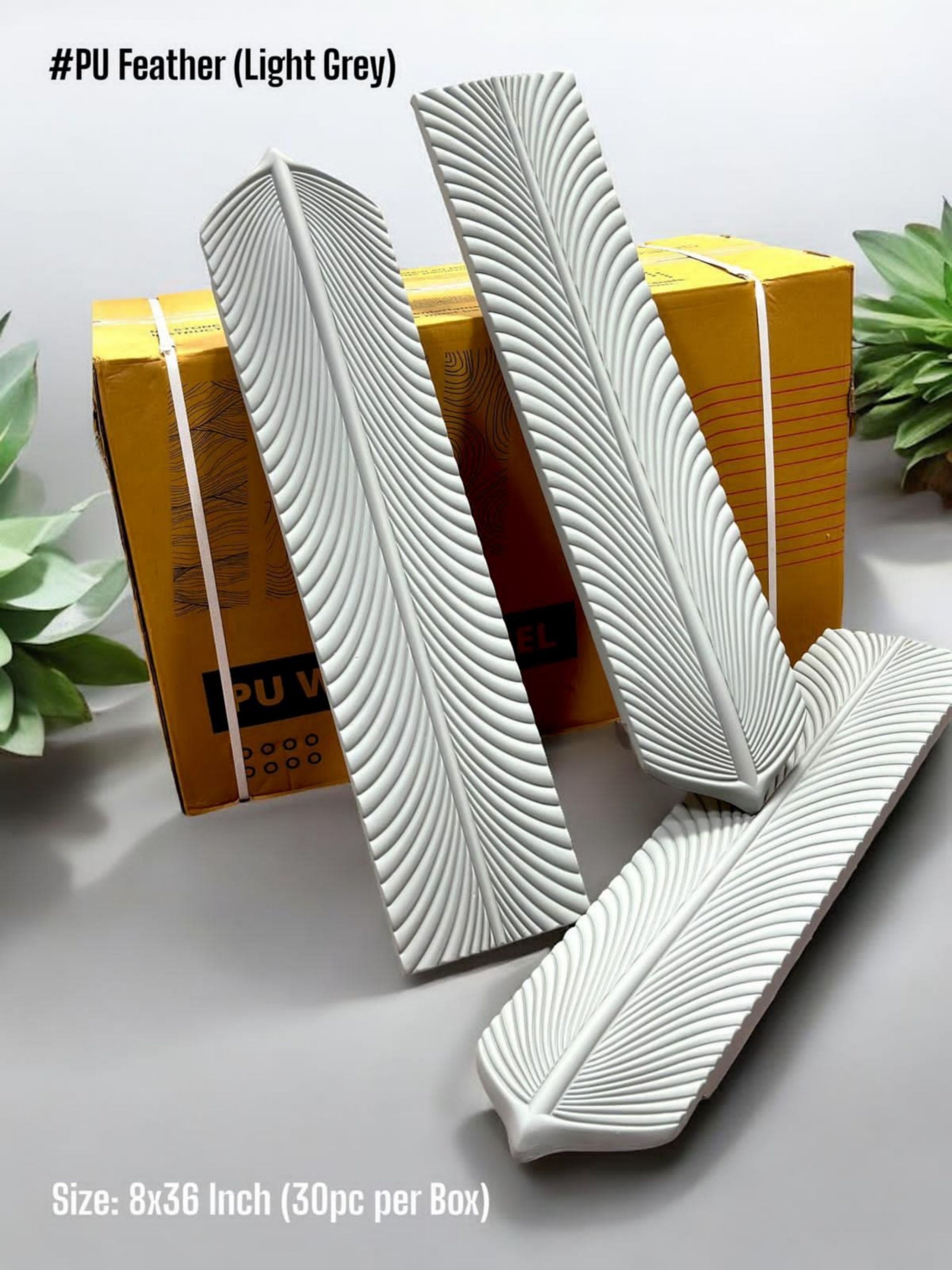 PU 3D Feather Panel (Size 8*36inch) (1 panel Covers Approx. 1.9 Sq Ft) - 5 colors Option