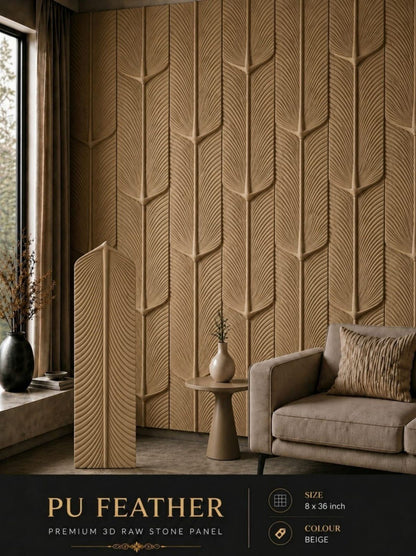 PU 3D Feather Panel (Size 8*36inch) (1 panel Covers Approx. 1.9 Sq Ft) - 5 colors Option
