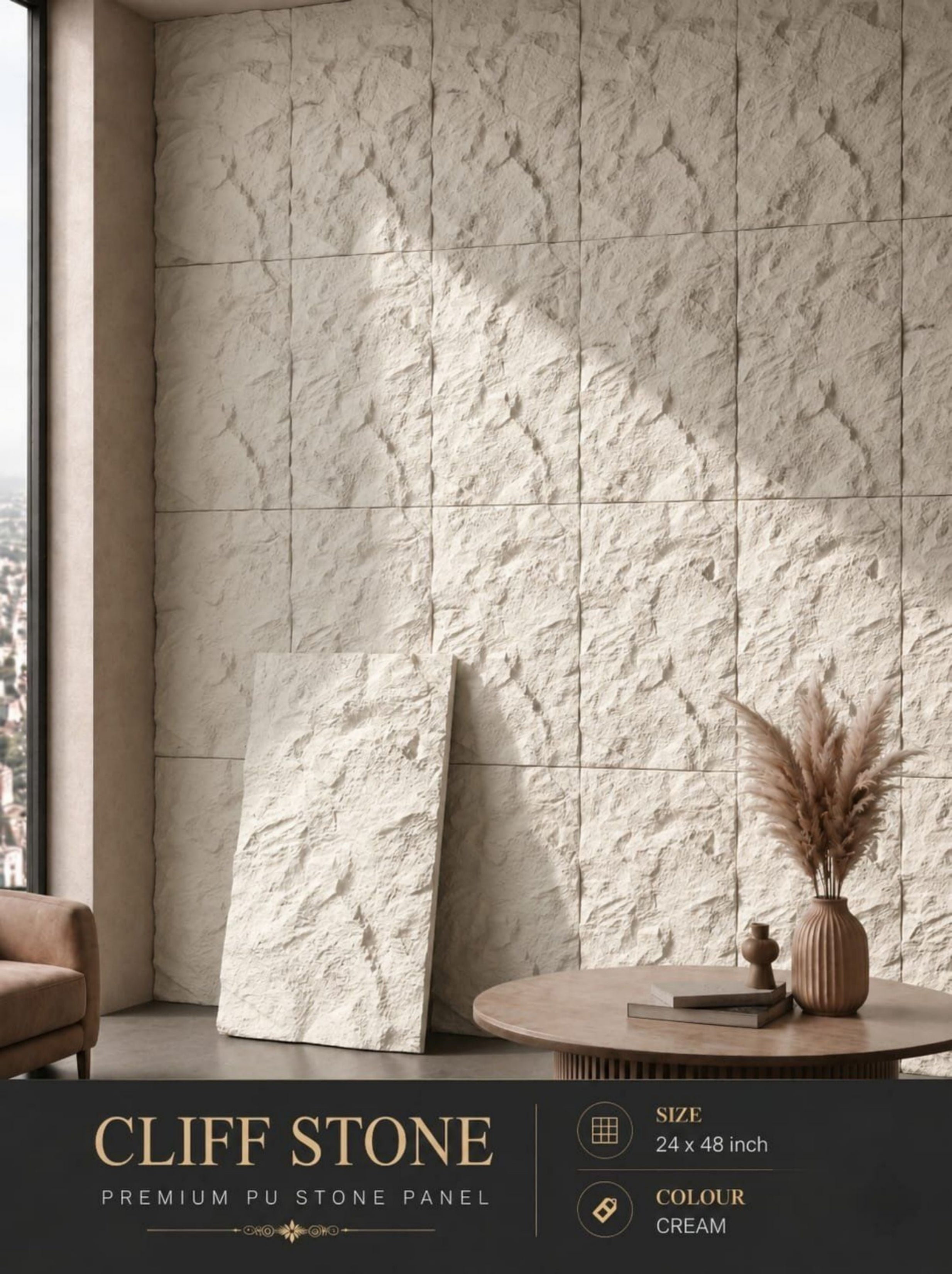 #Cliff Stone - PU Panels New Design - Size 2x4ft - 80mm thickness - 2 color options