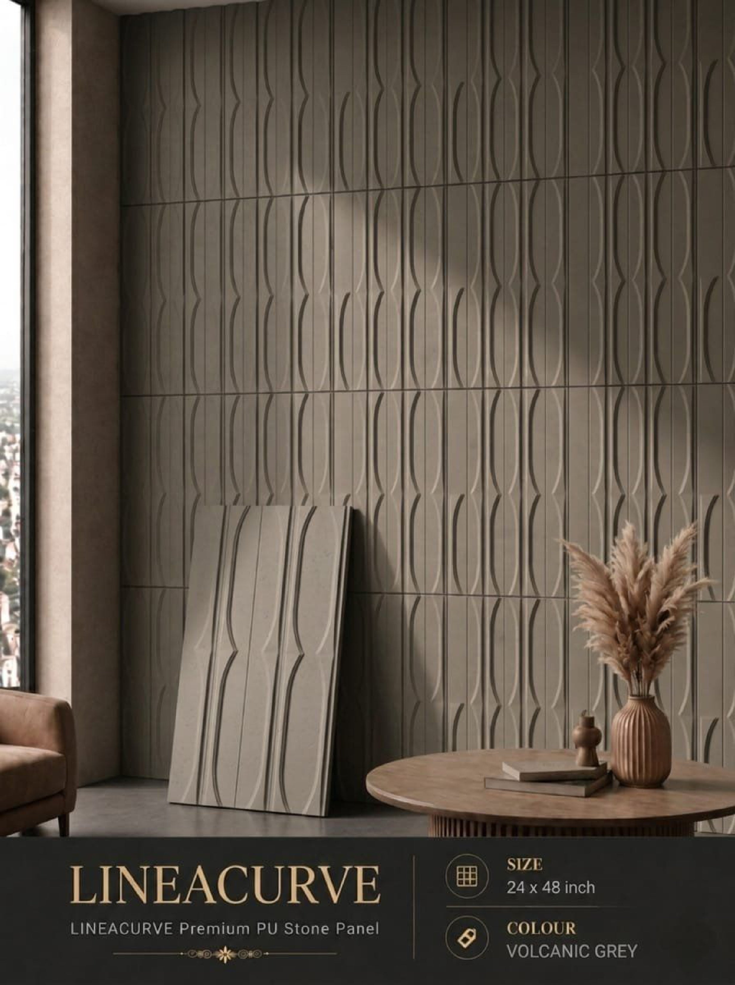 # Linea Curve PU Panel New Design- 30mm thickness - Size 2x4ft - 4 color options - Min 8Pcs