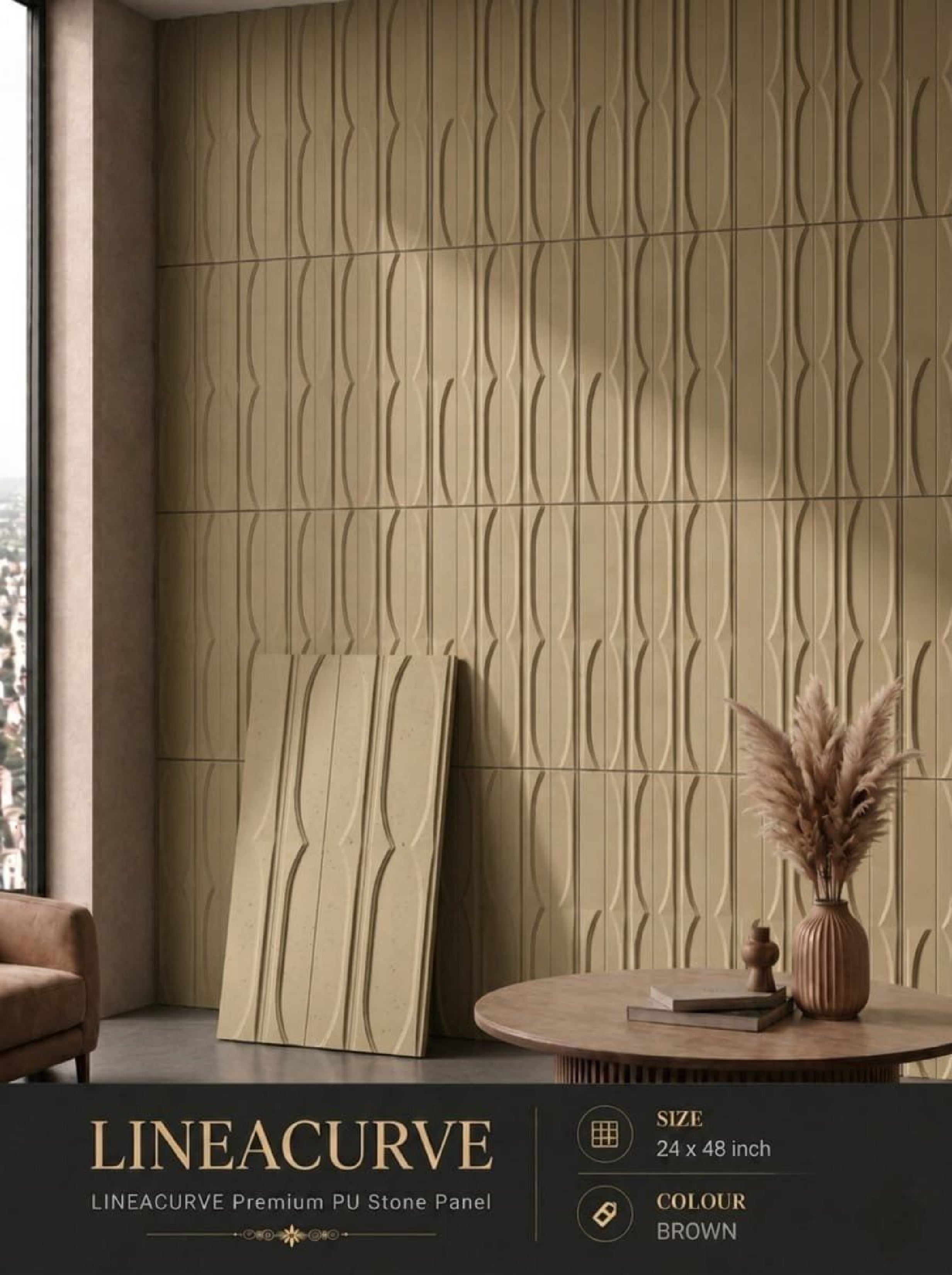 # Linea Curve PU Panel New Design- 30mm thickness - Size 2x4ft - 4 color options - Min 8Pcs