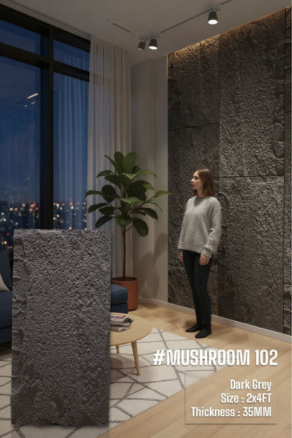 #Mushroom102 - 35mm PU Stone Panels  (Size 2*4ft) - 5 Colors option