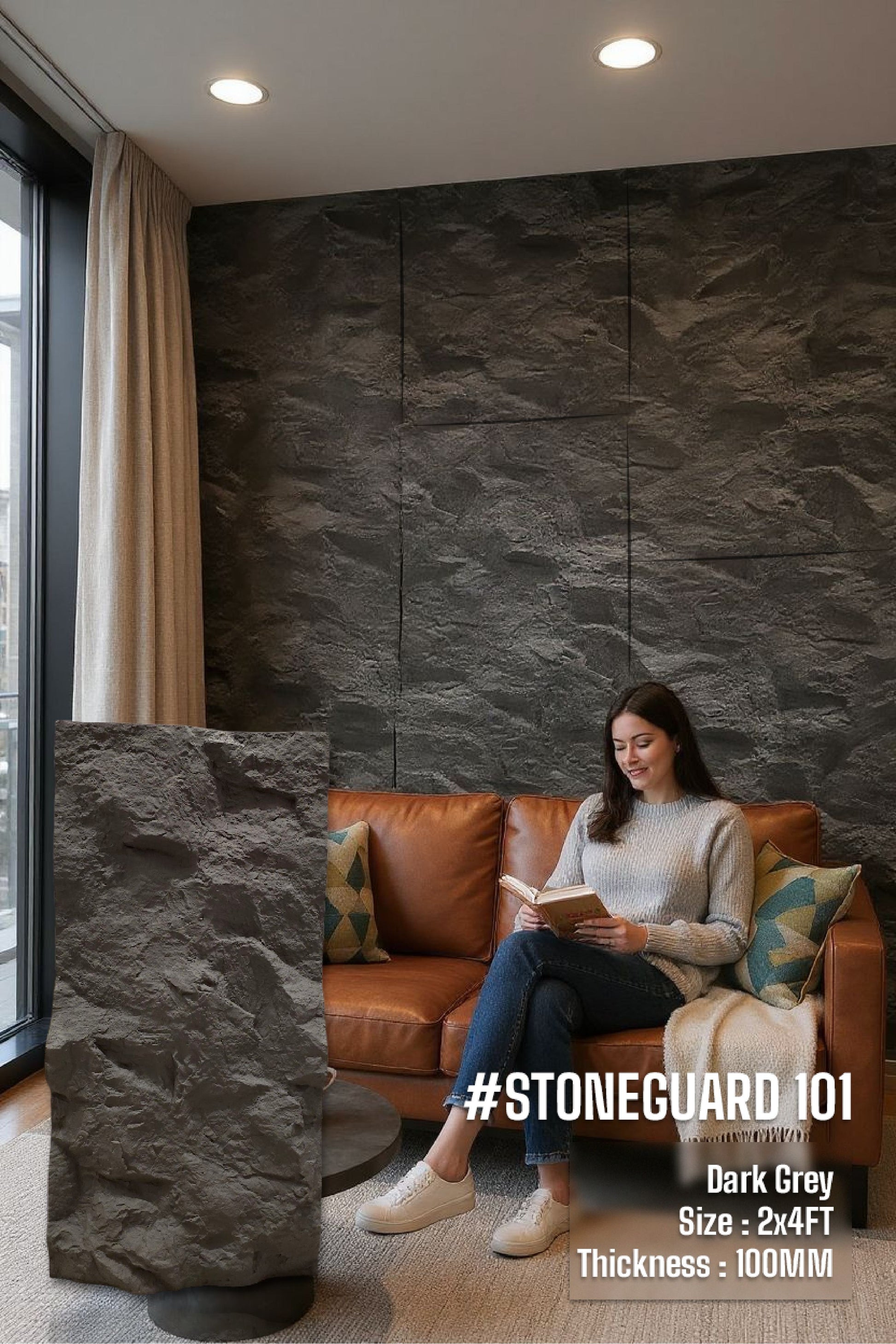 #StoneGuard101 - 100mm PU stone Panels (Size 2*4ft) - 5 colors option
