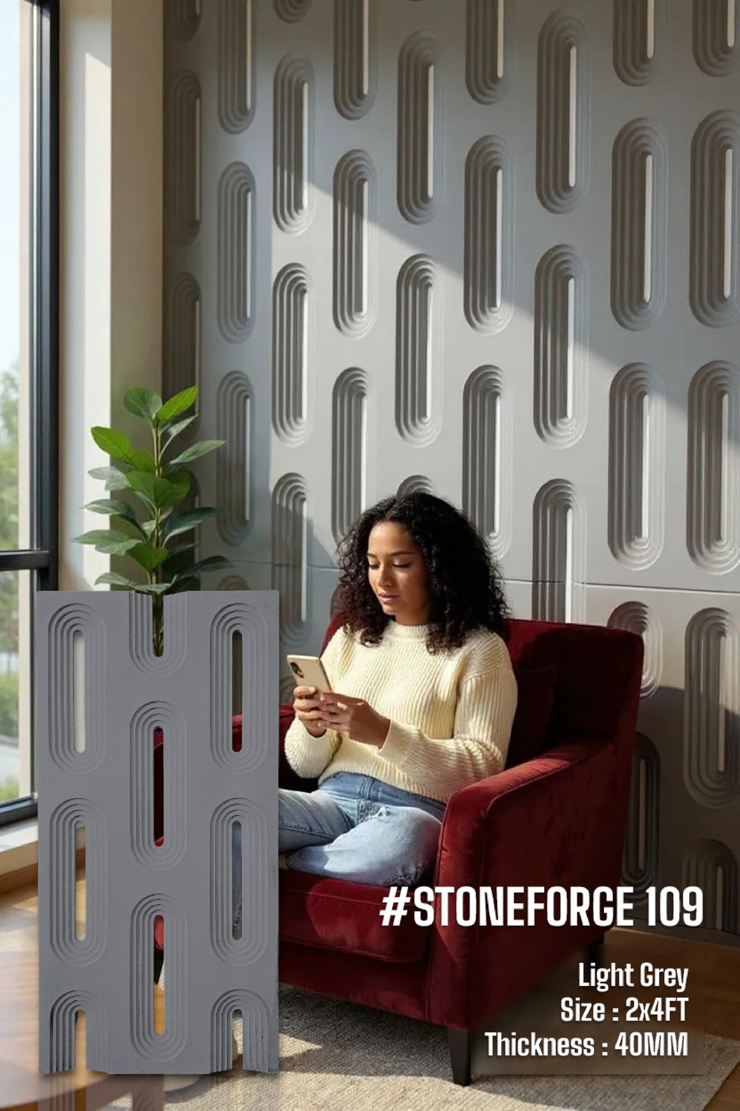 #StoneForge 109 PU Panels Fluted Cutout Design- 40mm thickness - Size 2x4ft - Box of 8pcs - 5 color options SWASTIK CREATIONS The Trend Point