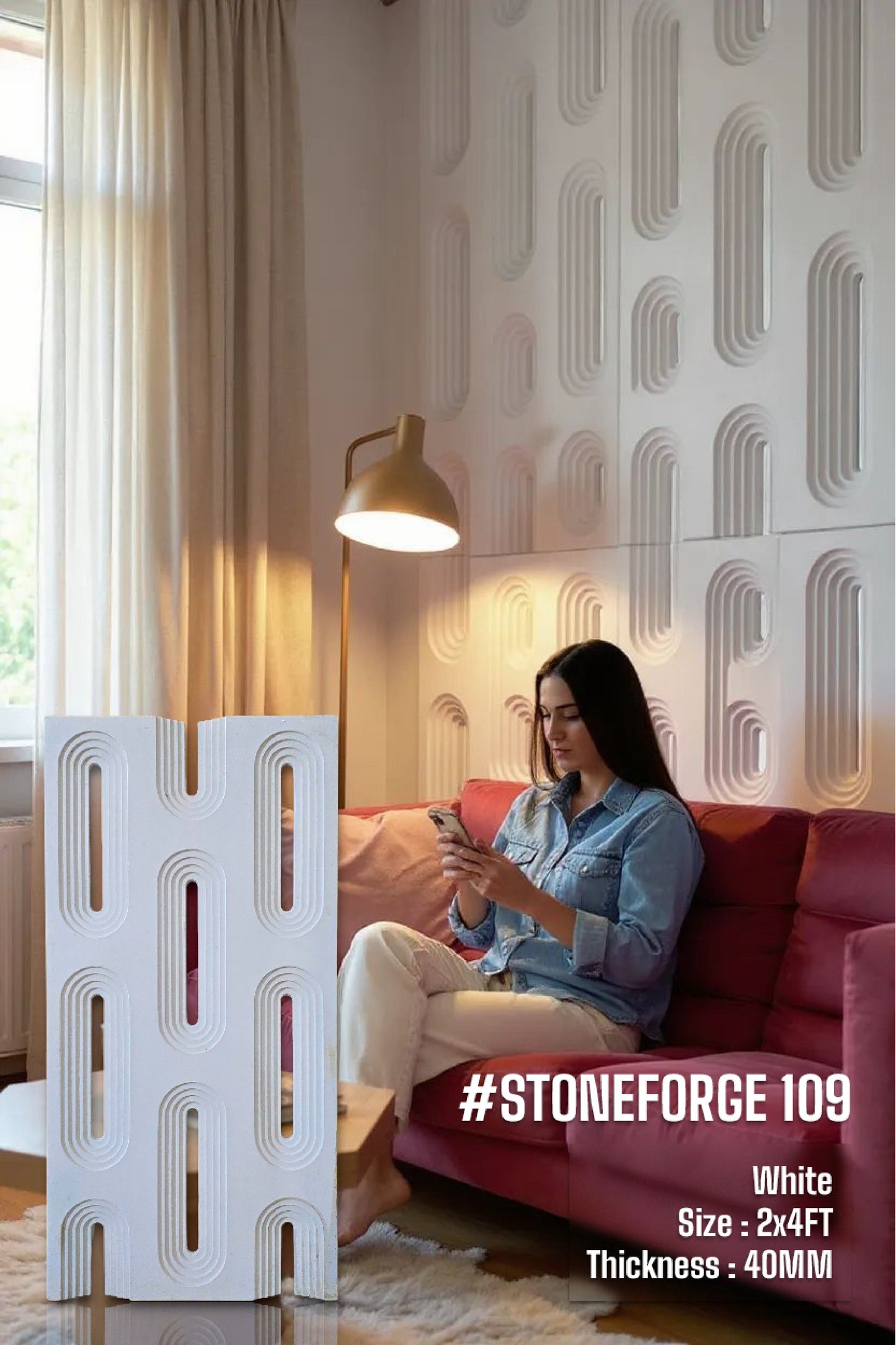 #StoneForge 109 PU Panels Fluted Cutout Design- 40mm thickness - Size 2x4ft - Box of 8pcs - 5 color options SWASTIK CREATIONS The Trend Point