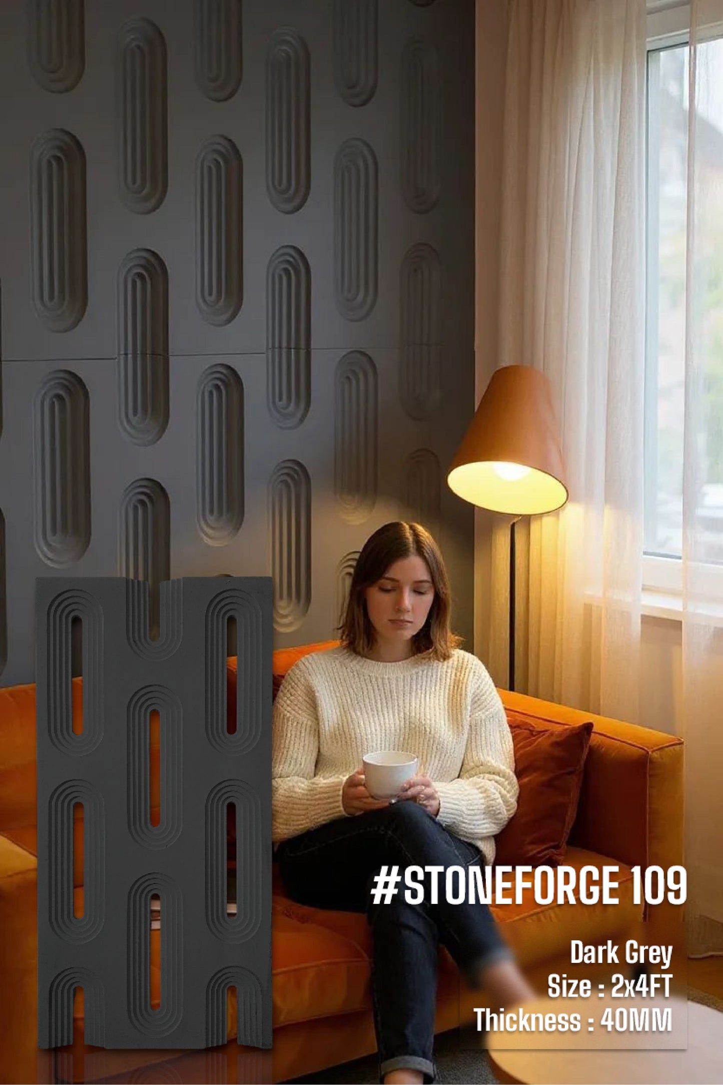 #StoneForge 109 PU Panels Fluted Cutout Design- 40mm thickness - Size 2x4ft - Box of 8pcs - 5 color options SWASTIK CREATIONS The Trend Point