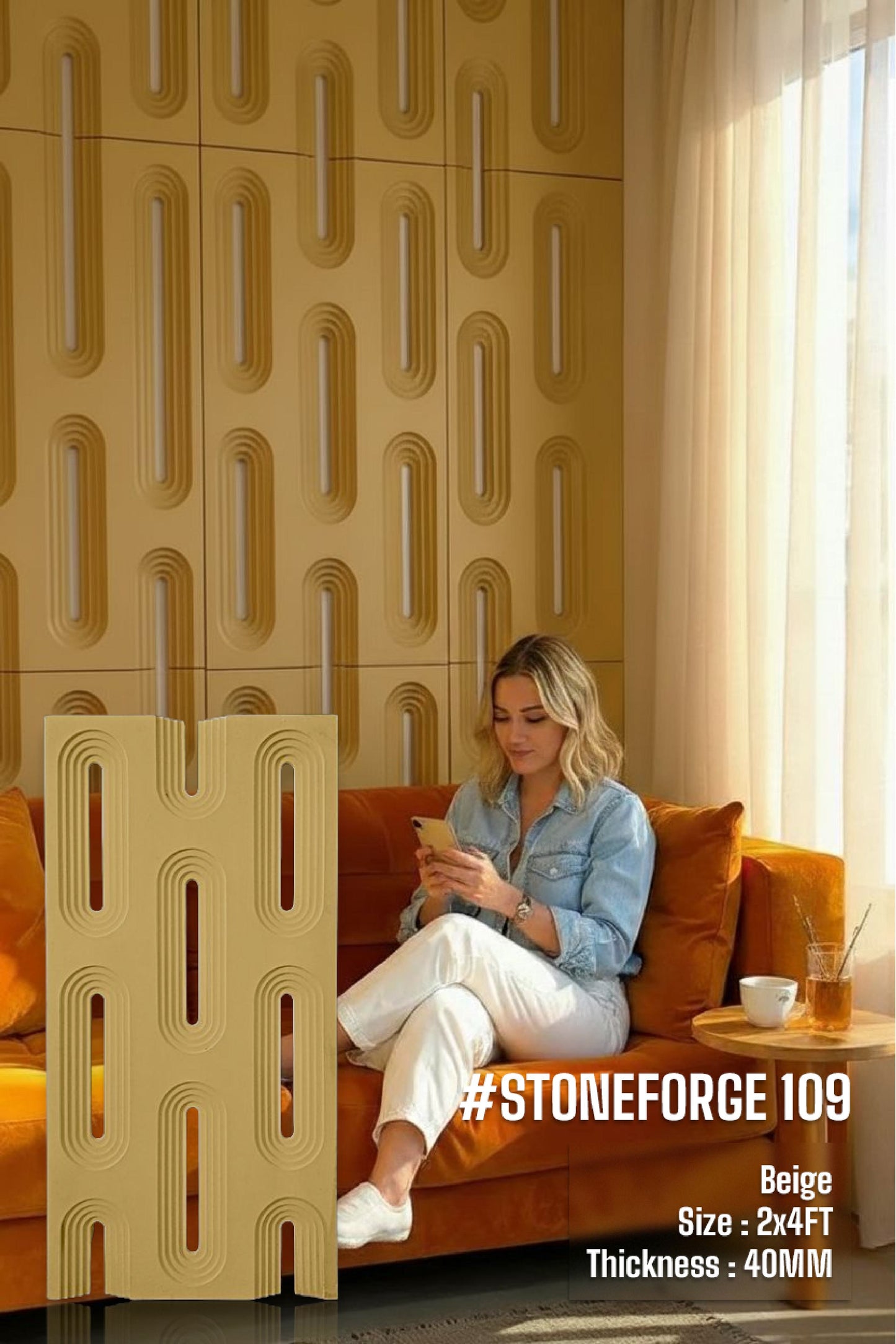 #StoneForge 109 PU Panels Fluted Cutout Design- 40mm thickness - Size 2x4ft - Box of 8pcs - 5 color options SWASTIK CREATIONS The Trend Point