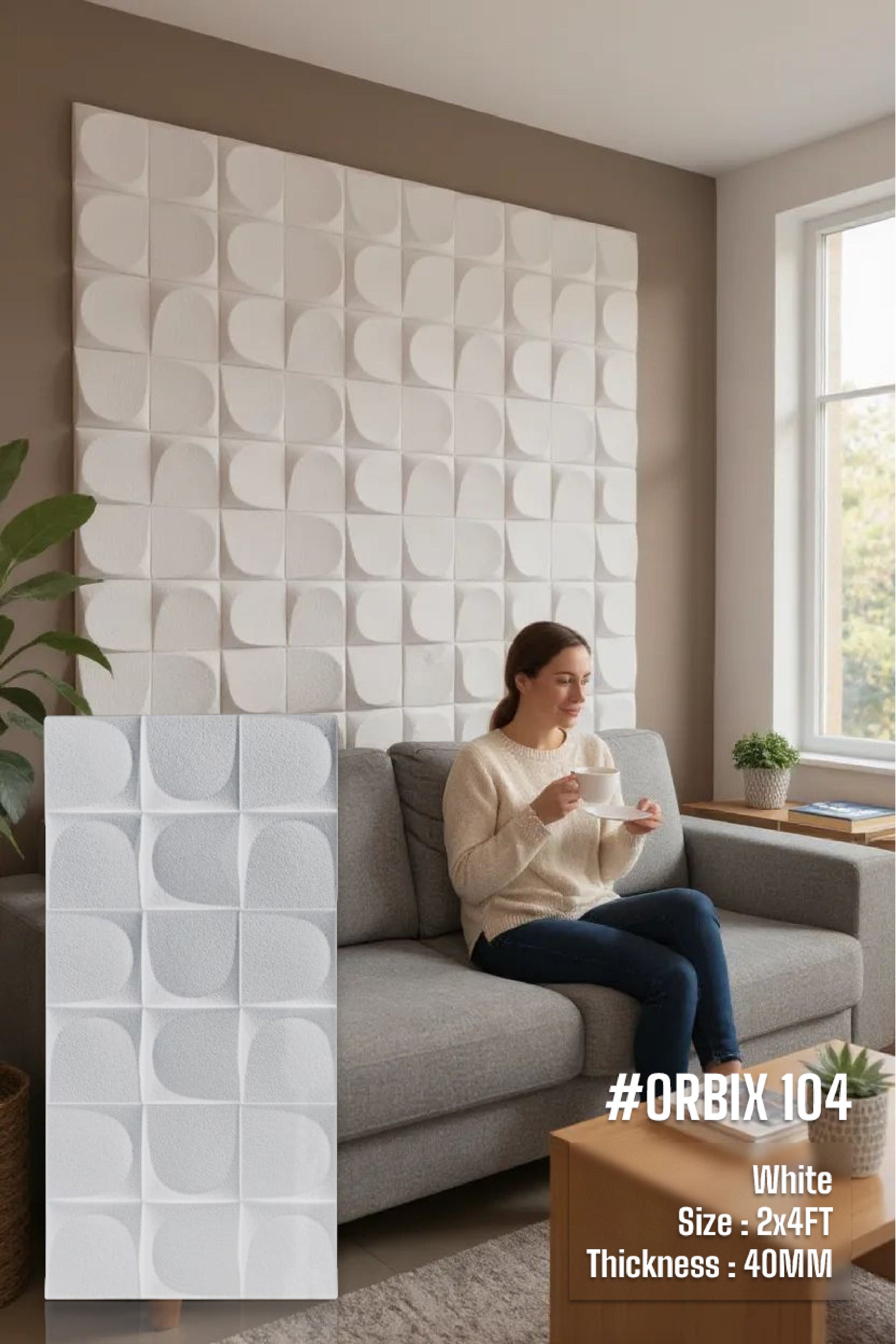 #Orbix 104 PU Panel - 40mm thickness - Size 2x4ft - 5 color options ( Box of 7pcs)