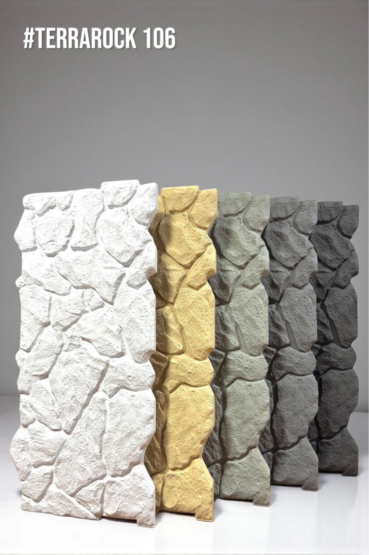 #Terra Rock 106 – 35mm PU Stone Finish Panels - Size 2x4ft - Box of 8pcs - 5 color options SWASTIK CREATIONS The Trend Point