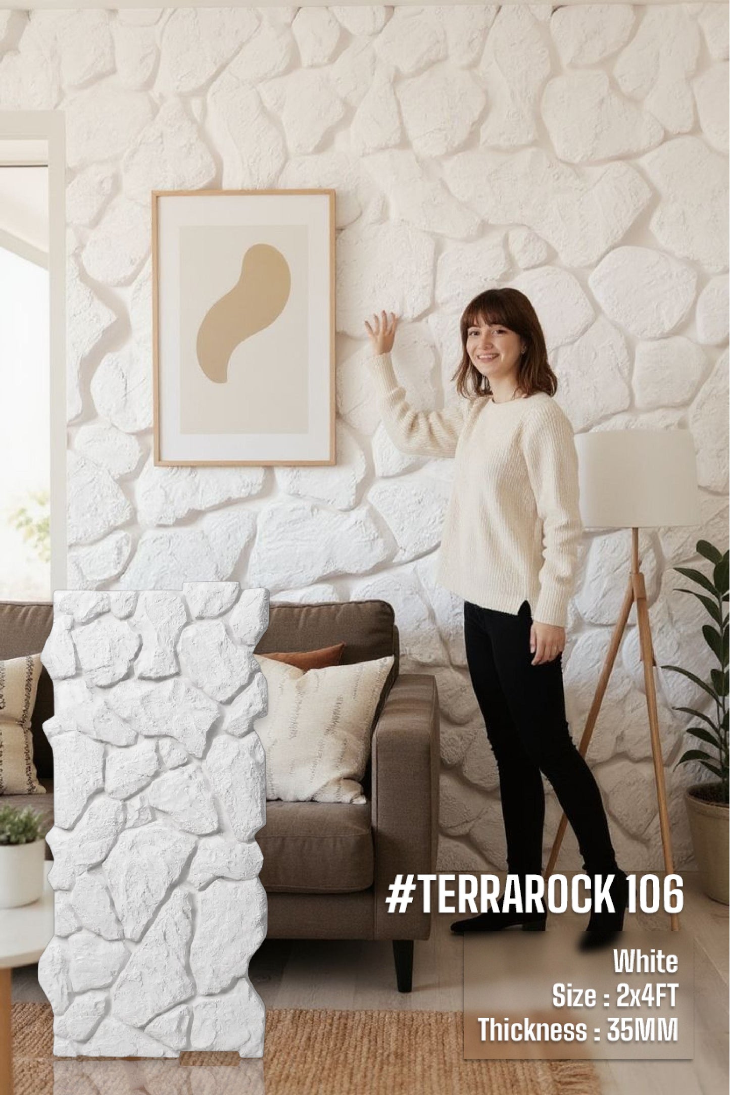 #Terra Rock 106 – 35mm PU Stone Finish Panels - Size 2x4ft - Box of 8pcs - 5 color options SWASTIK CREATIONS The Trend Point