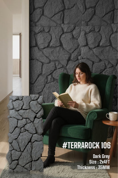 #Terra Rock 106 – 35mm PU Stone Finish Panels - Size 2x4ft - Box of 8pcs - 5 color options