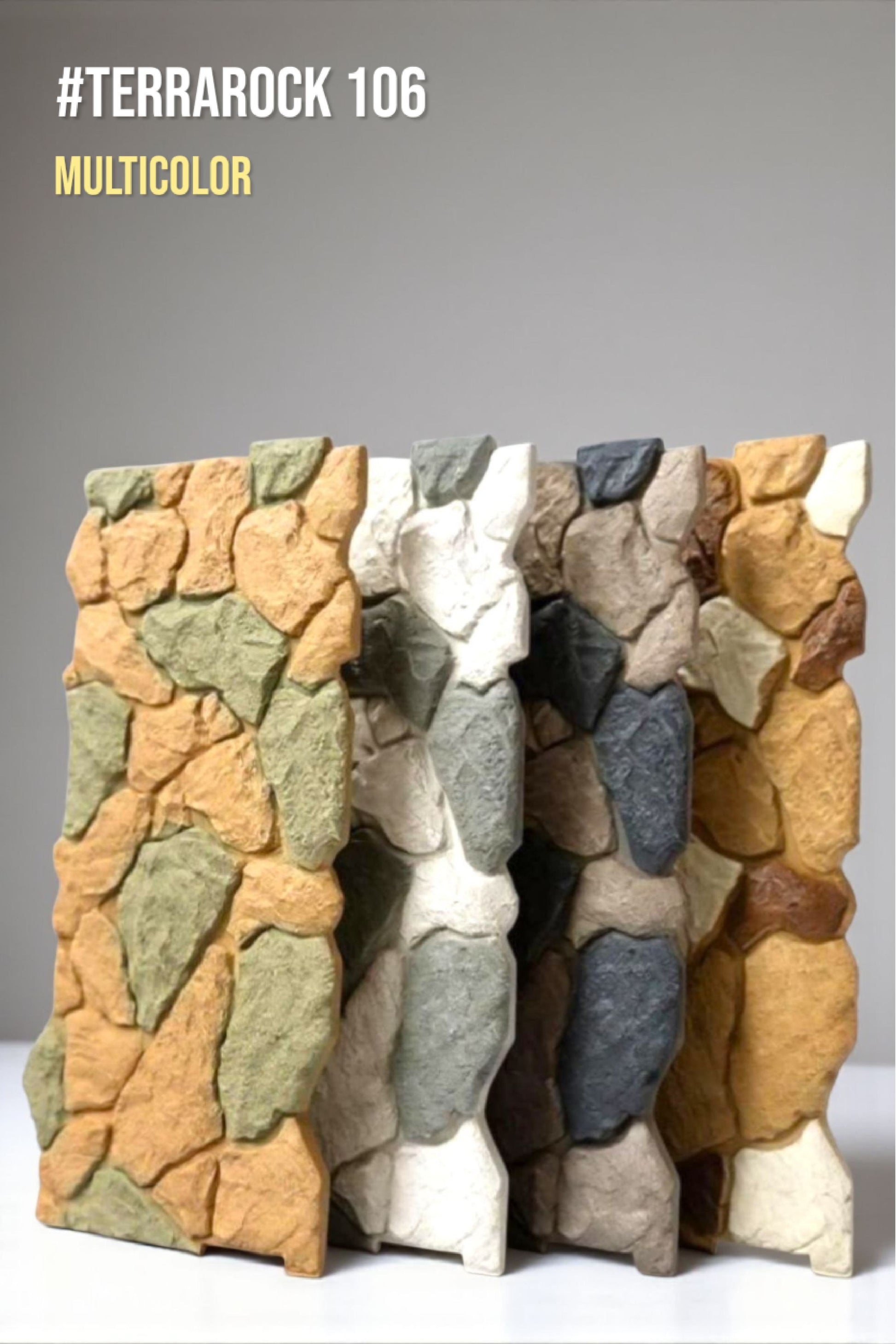#Terra Rock 106 Multicolor– 35mm PU Stone Finish Panels - Size 2x4ft - Box of 8pcs - 4 color options