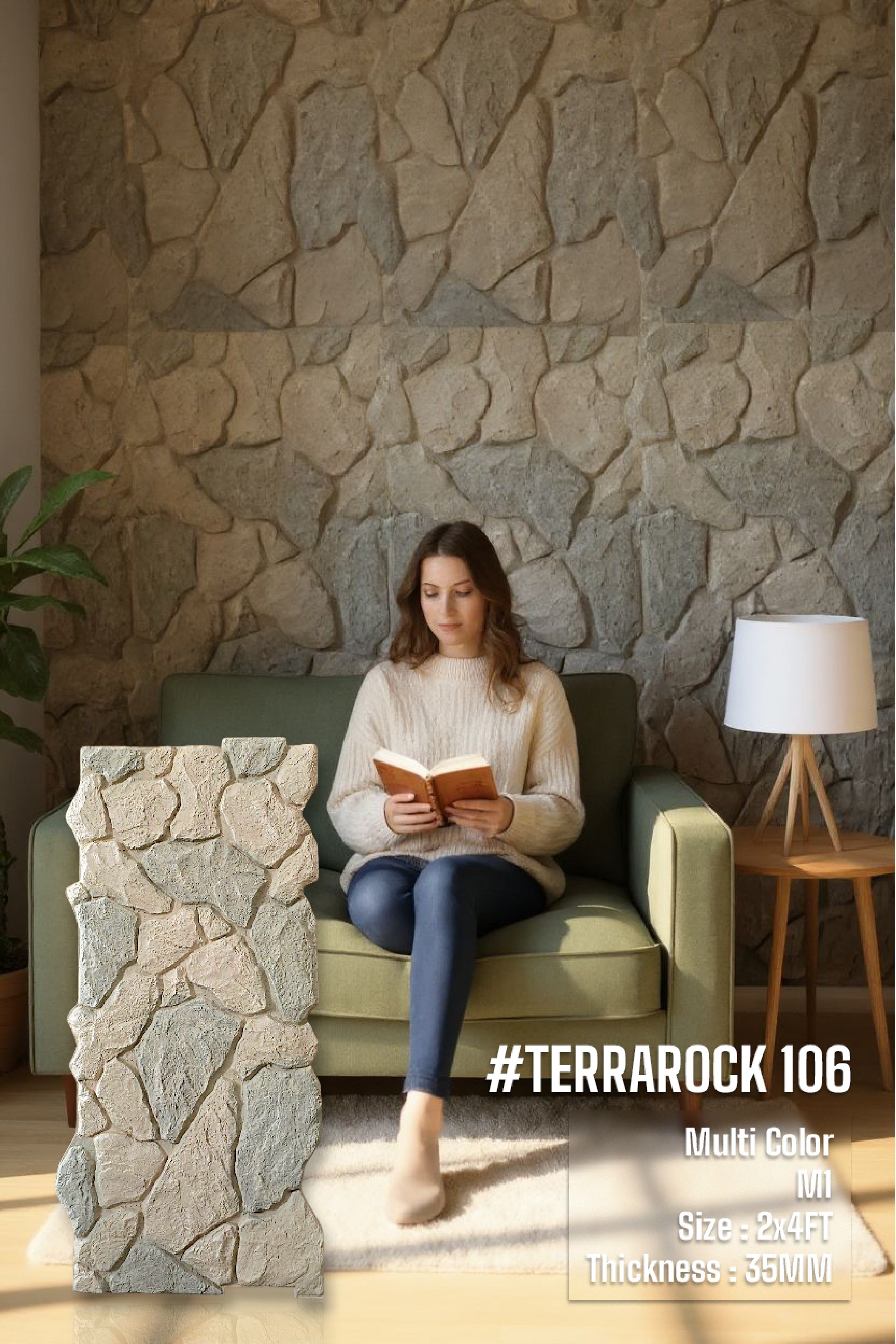 #Terra Rock 106 Multicolor– 35mm PU Stone Finish Panels - Size 2x4ft  - 4 color options