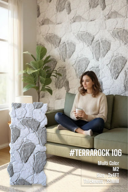 #Terra Rock 106 Multicolor– 35mm PU Stone Finish Panels - Size 2x4ft - Box of 8pcs - 4 color options
