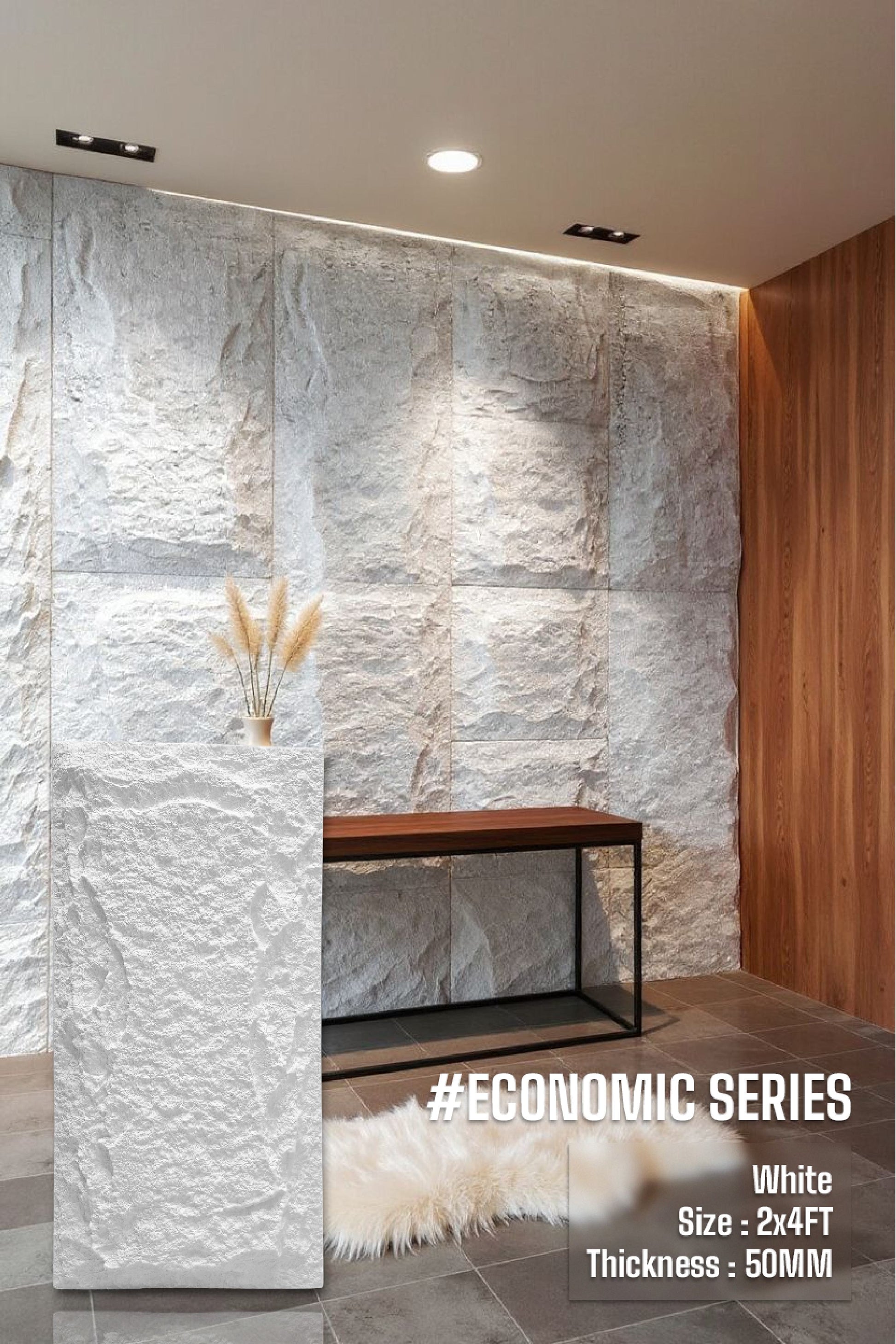 Economic Series - 50mm PU stone Panels (Size 2*4ft) (Box of 10pcs)