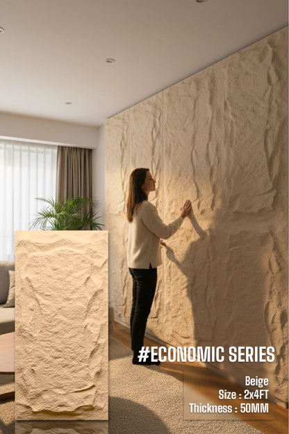 Economic Series - 50mm PU stone Panels (Size 2*4ft) (Box of 10pcs)