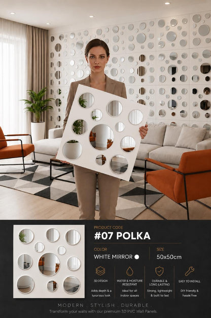 #07 Polka Dots 3D PVC Panel (Mirror) - 5 colors option - (Size 50*50cm) - MOQ 10Pcs