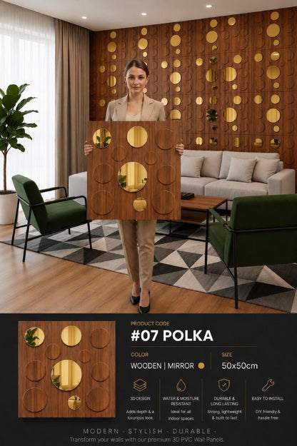 #07 Polka Dots 3D PVC Panel (Mirror) - 5 colors option - (Size 50*50cm) - MOQ 10Pcs