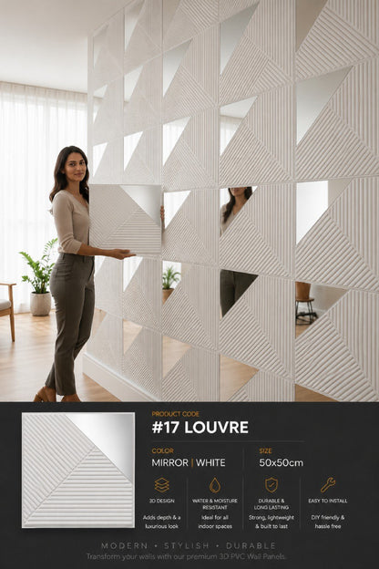 #17 Louvre Mirror Wall PVC Panels - 4 colors option - (Size 50*50cm) - MOQ 10Pcs